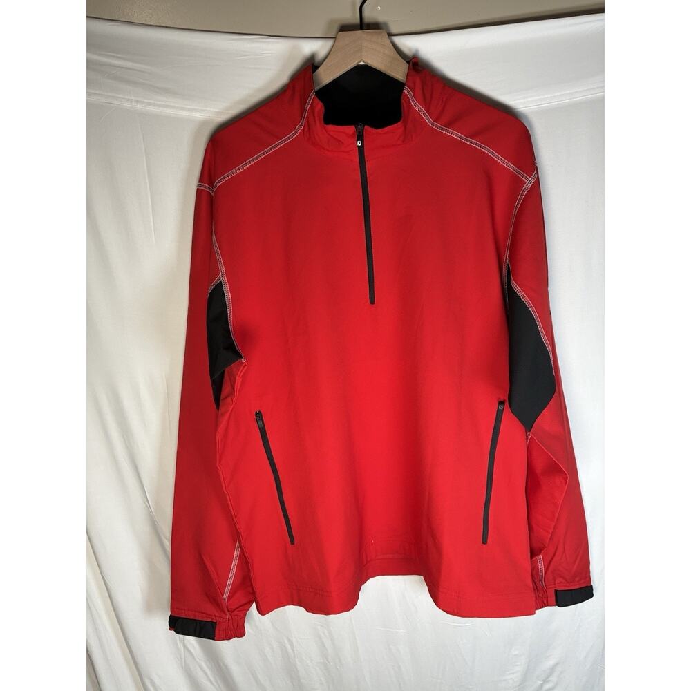 FootJoy Red Black 1/4 Zip Windbreaker Gorpcore Country Club Golf Jacket Men's L